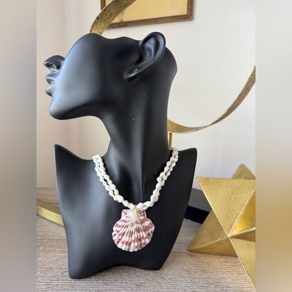 White and Pink Shell Necklace N908 - Picture 6 of 6